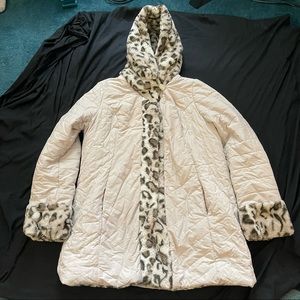 Dennis Basso fur reversible puffer coat L